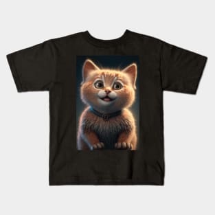 cute cat smiling - brown Kids T-Shirt